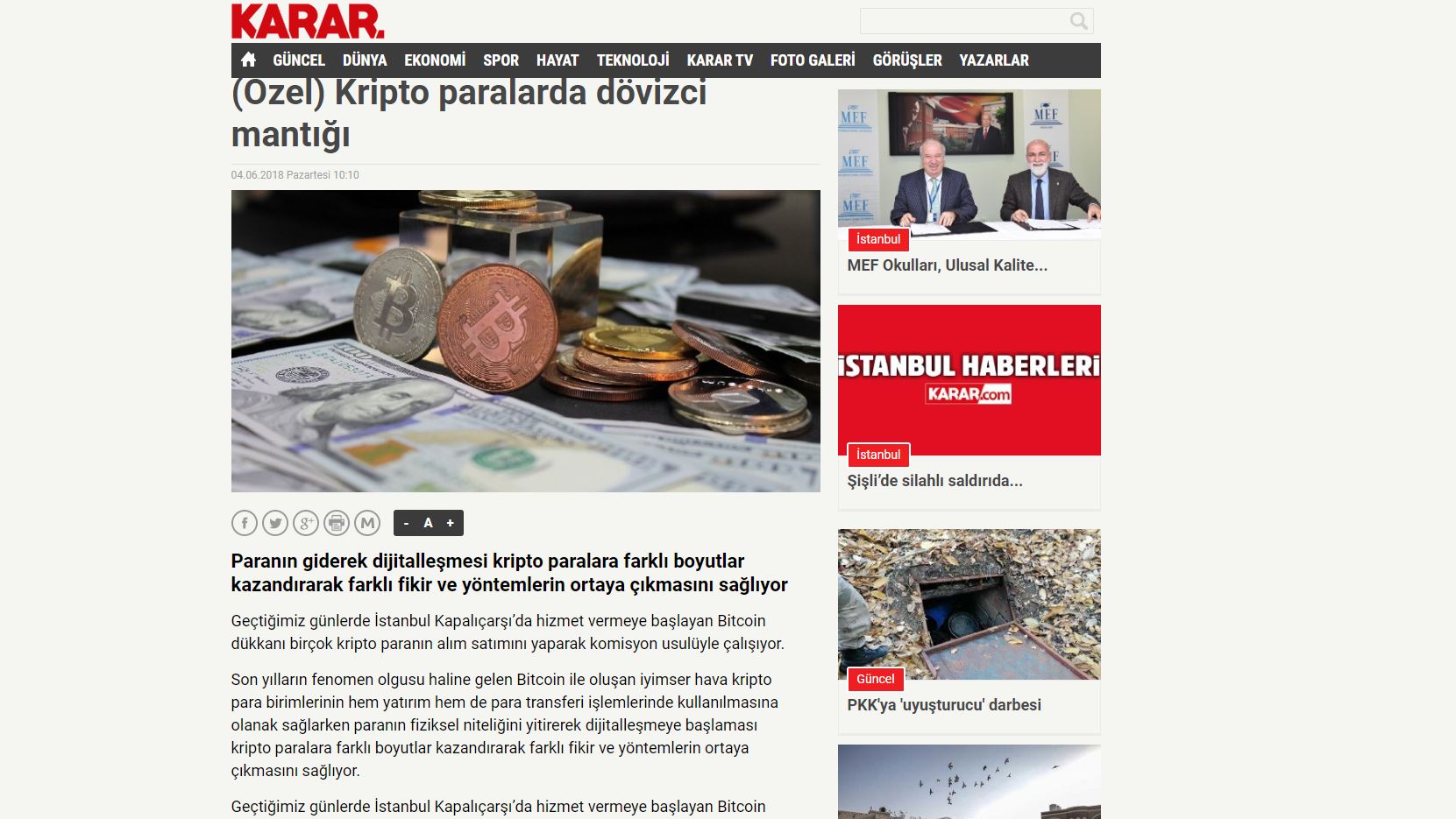 Karar.com Cointral Haberi